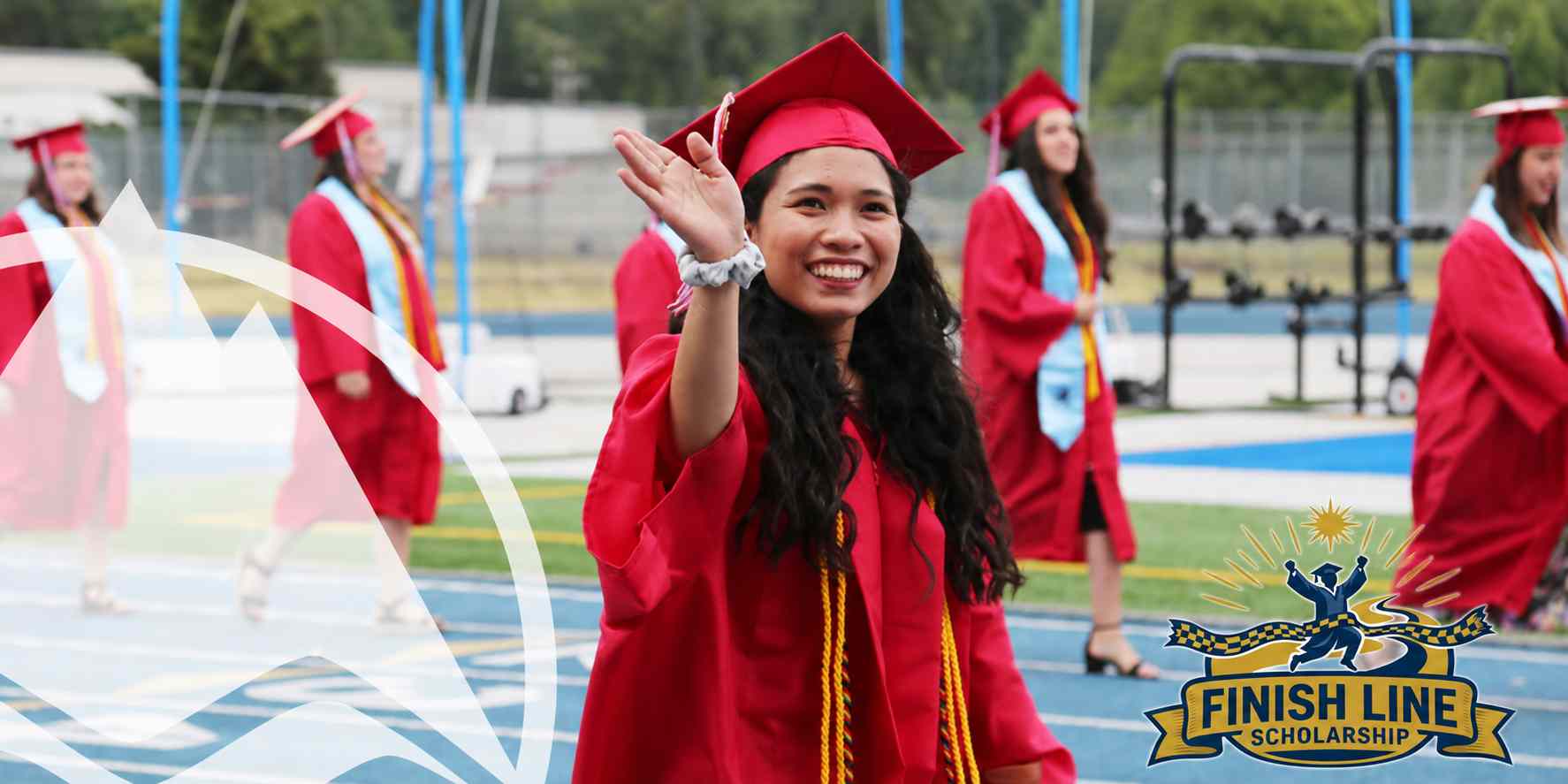 Finish Line Scholarship graduation image, with finish line scholarship