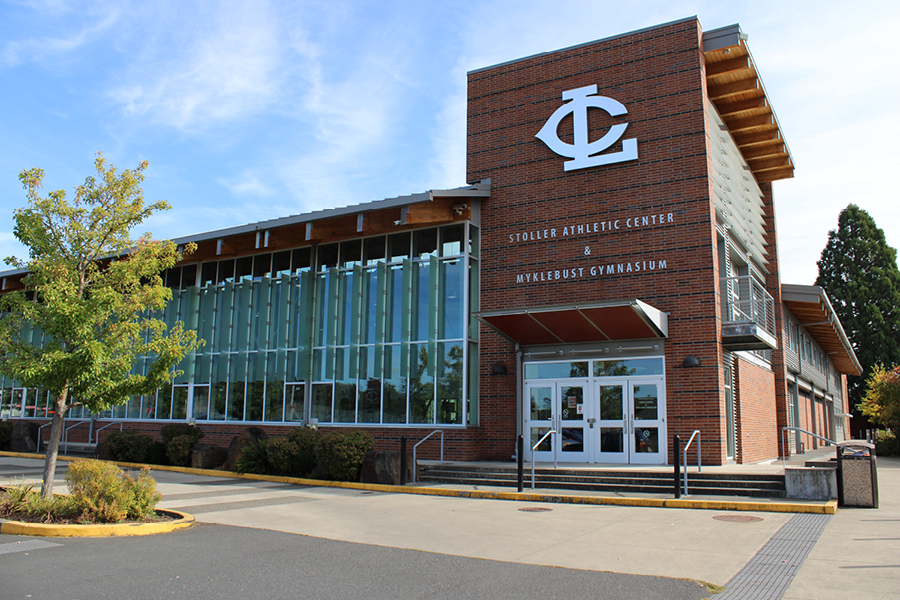 Stoller Athletic Center and Myklebust Gymnasium Exterior view of the Stoller Athletic Center and Myklebust Gymnasium, featuring large glass windows and modern brick architecture.